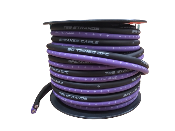 Full Tilt 8 Gauge Purple/Black 50' Tinned OFC Oxygen Free Copper Power/Ground Cable/Wire