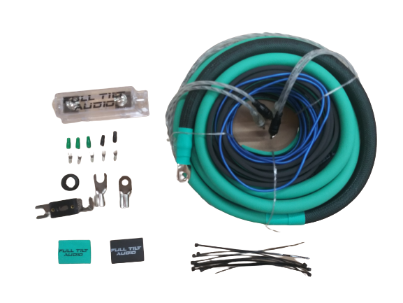 Full Tilt 1/0 Gauge Teal/Black Amp Kit -  OFC Oxygen Free Copper Wire