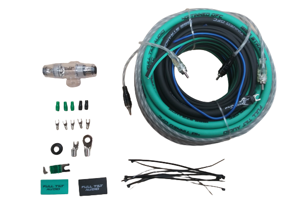 Full Tilt 4 Gauge Teal/Black Amp Kit -  OFC Oxygen Free Copper Wire