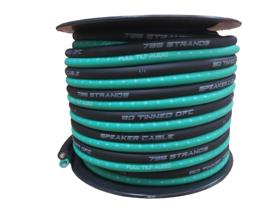 Full Tilt 8 Gauge Teal/Black 50' Tinned OFC Oxygen Free Copper Power/Ground Cable/Wire