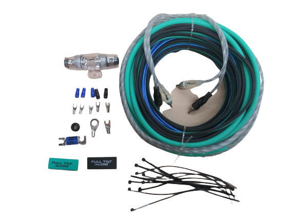 Full Tilt 8 Gauge Teal/Black Amp Kit -  OFC Oxygen Free Copper Wire