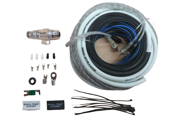 Full Tilt 4 Gauge White/Black Amp Kit -  OFC Oxygen Free Copper Wire