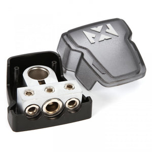 NVX Universal Positive/Negative Satin Chrome Battery Terminal w/ 0/1 Gauge Input & 2 4 Gauge Outputs