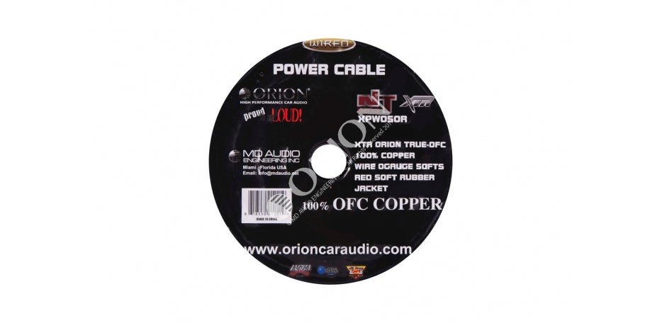 ORION XTR NTENSE WIRE SPOOL 100% OFC COPPER 0 GAUGE 50 FEET CLEAR SOFT RUBBER JACKET